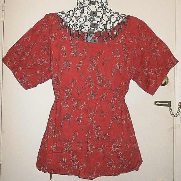 Company One Tops - Floral Print Cotton Soft Comfy Tie Back Cute Fun Shirt Blouse Top